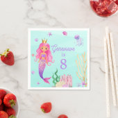 海の誕生日パーティーの下の人魚 スタンダードカクテルナプキン (インサイチュ)