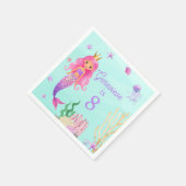 海の誕生日パーティーの下の人魚 スタンダードカクテルナプキン (角)