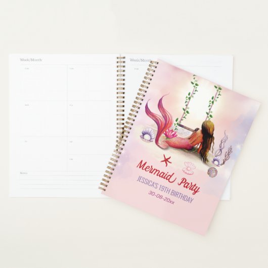 海の誕生日パーティーの下の人魚 プランナー手帳 (ディスプレー)