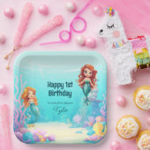 海の誕生日パーティーの下の人魚 ペーパープレート (パーティー)