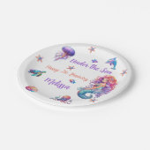 海の誕生日パーティーの下の人魚 ペーパープレート (アングル)