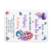 海の誕生日パーティーの下の人魚 マグネット (横)