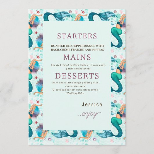 海の誕生日パーティーの下の人魚 メニュー (正面)