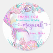 海の誕生日パーティーの下の人魚 ラウンドシール (正面)