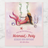 海の誕生日パーティーの下の人魚 ワインラベル (シングルラベル)