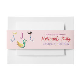 海の誕生日パーティーの下の人魚 招待状ベリーバンド