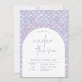 海の誕生日パーティーの下の人魚 招待状 (正面)