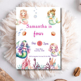 海の誕生日パーティーの下の人魚 招待状
