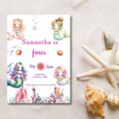 海の誕生日パーティーの下の人魚 招待状