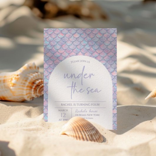 海の誕生日パーティーの下の人魚 招待状