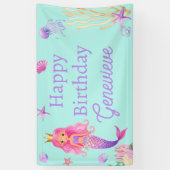 海の誕生日パーティーの下の人魚 横断幕 (縦)