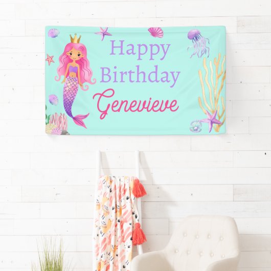 海の誕生日パーティーの下の人魚 横断幕 (インサイチュ)