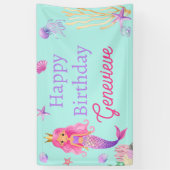 海の誕生日パーティーの下の人魚 横断幕 (縦)