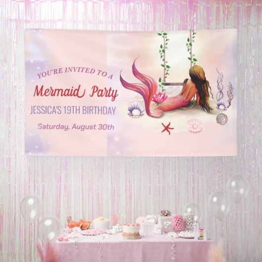 海の誕生日パーティーの下の人魚 横断幕 (パーティー)