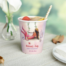 海の誕生日パーティーの下の人魚 紙コップ