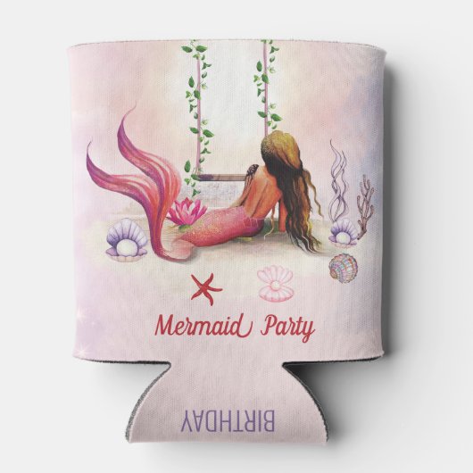 海の誕生日パーティーの下の人魚 缶クーラー (裏面)