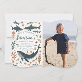 海の誕生日パーティーの下の写真招待状 招待状