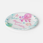 海の誕生日パーティーの下の女の子 ペーパープレート (アングル)