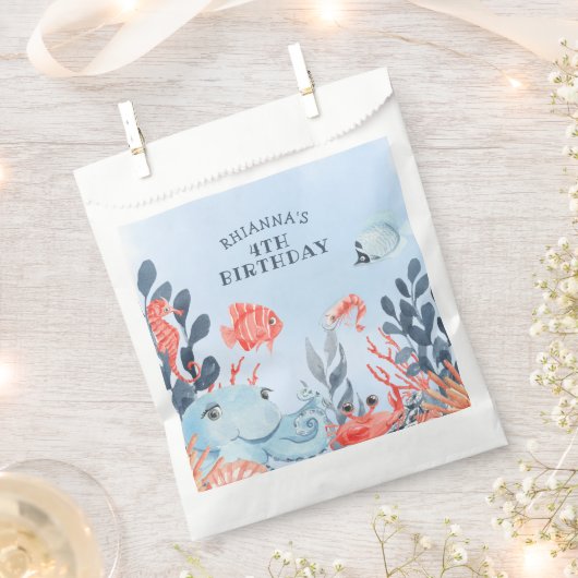 海の誕生日パーティーの下の子供 フェイバーバッグ (クリップ留めされた状態)