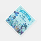 海の誕生日パーティーの下の水彩人魚 スタンダードランチョンナプキン (角)