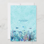 海の誕生日パーティーの下の水彩人魚 招待状 (裏面)