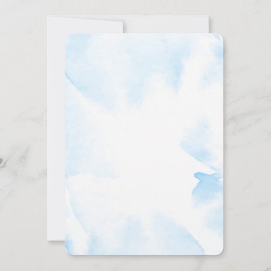 海の誕生日パーティーの下の水彩人魚 招待状 (裏面)