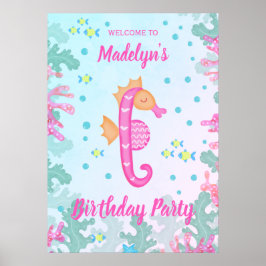 海の誕生日パーティーの下の海の馬 ポスター