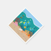 海の誕生日パーティーの下の熱帯魚 スタンダードカクテルナプキン (角)