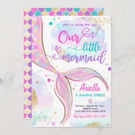 海の誕生日パーティーの下の魔法の人魚 招待状