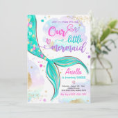 海の誕生日パーティーの下の魔法の人魚 招待状 (スタンド正面)