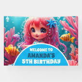 海の誕生日パーティーの下の3D人魚 横断幕 (横)
