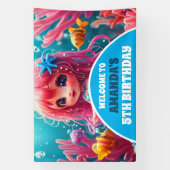 海の誕生日パーティーの下の3D人魚 横断幕 (縦)