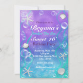 海の誕生日パーティーの招待の下で魔法 招待状 (正面)