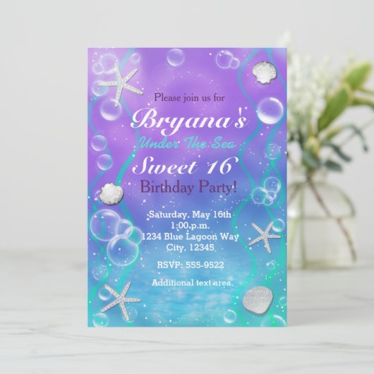 海の誕生日パーティーの招待の下で魔法 招待状 (スタンド正面)