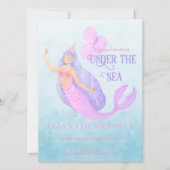 海の誕生日パーティーの招待の下の人魚 (正面)