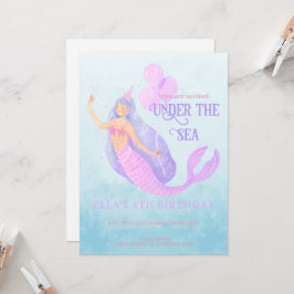 海の誕生日パーティーの招待の下の人魚
