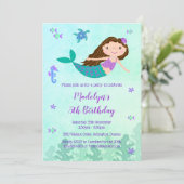 海の誕生日パーティーの招待の下の人魚 招待状 (スタンド正面)