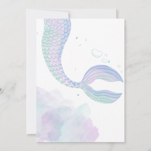 海の誕生日パーティーの招待の下の人魚 招待状 (裏面)