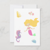 海の誕生日パーティーの招待の下の人魚 招待状 (裏面)