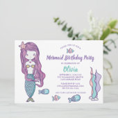 海の誕生日パーティーの招待の下の人魚 招待状 (スタンド正面)