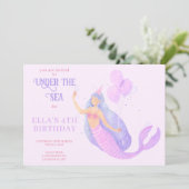 海の誕生日パーティーの招待の下の人魚 招待状 (スタンド正面)