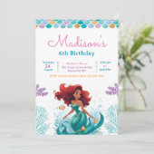 海の誕生日パーティーの招待の下の人魚 招待状 (スタンド正面)