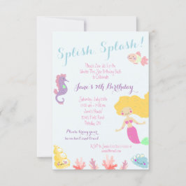 海の誕生日パーティーの招待の下の人魚 招待状