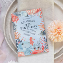 海の誕生日パーティーの招待の下の子供