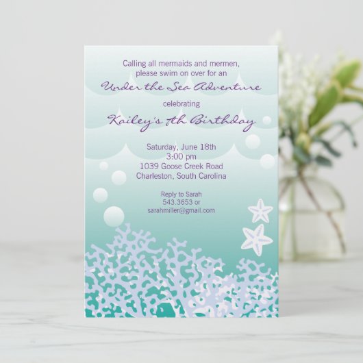 海の誕生日パーティーの招待の下(アクア) 招待状 (スタンド正面)