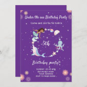 海の誕生日パーティーの招待の下 招待状 (正面/裏面)