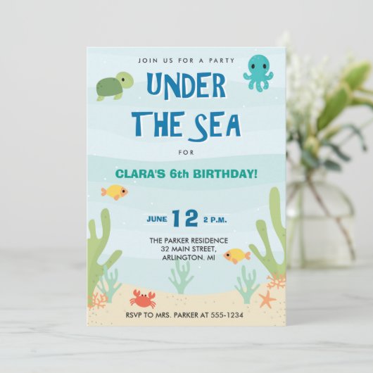 海の誕生日パーティーの招待の下 招待状 (スタンド正面)