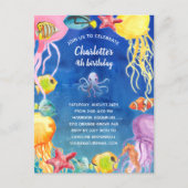 海の誕生日パーティーの招待状の下で ポストカード (正面)