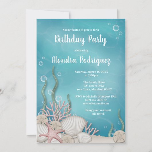 海の誕生日パーティーの招待状の下で 招待状 (正面)