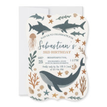 海の誕生日パーティーの招待状の下で